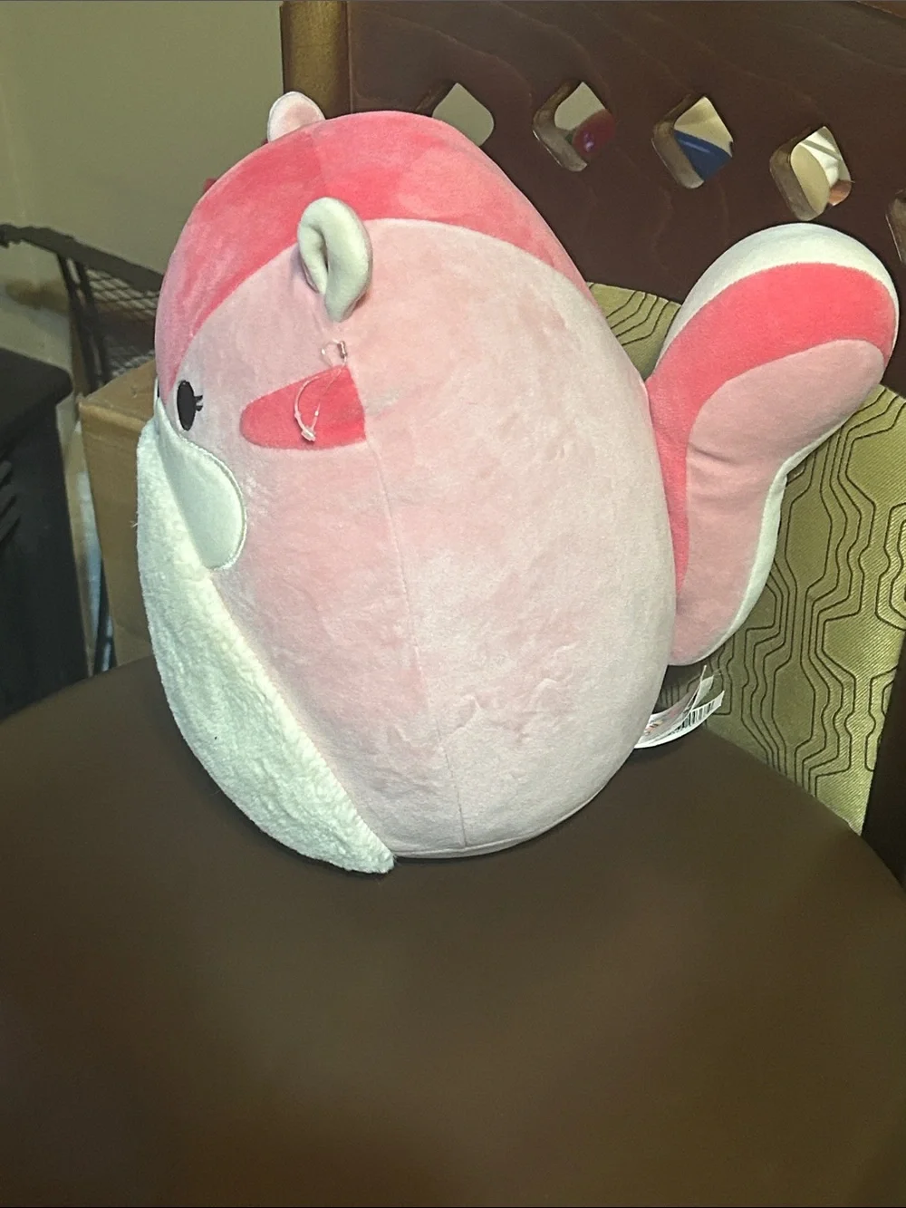 Squishmallows Pink and White Plush Animal Accent Pillow